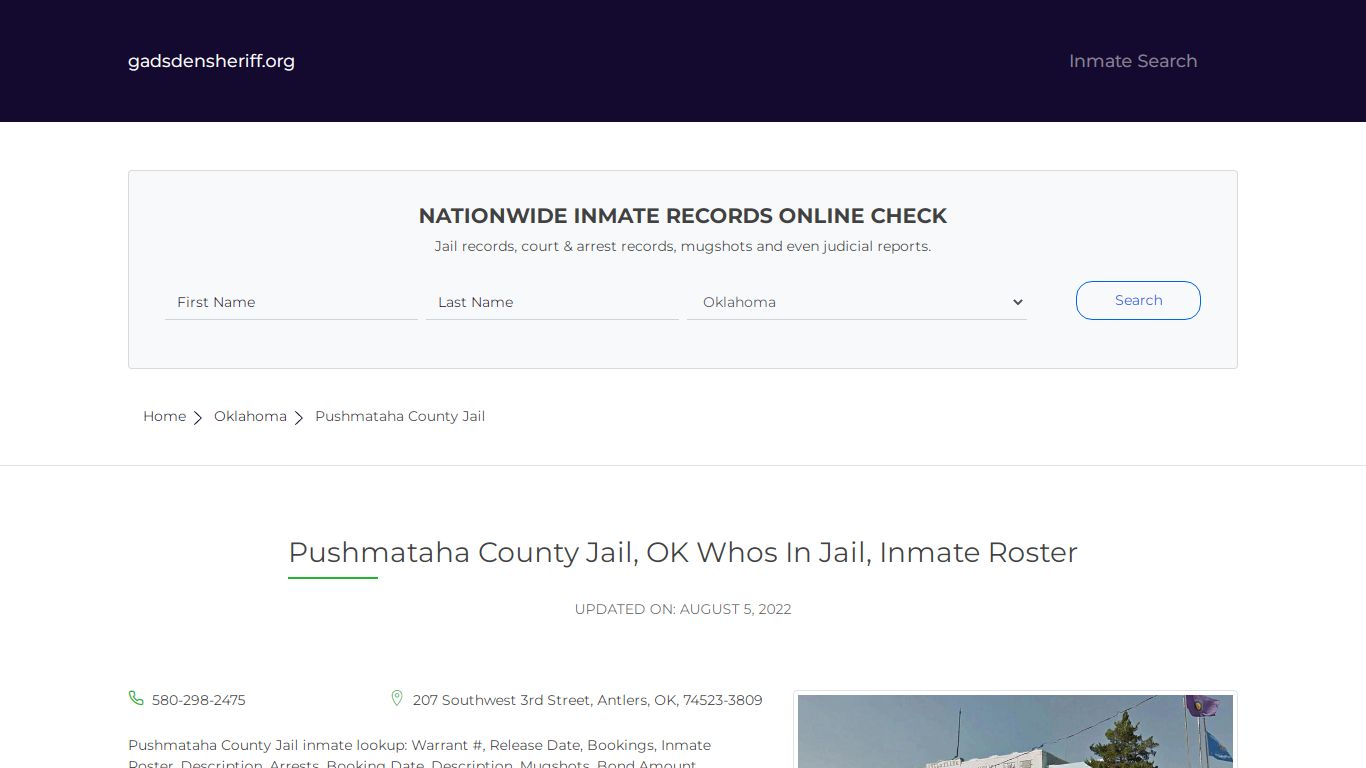 Pushmataha County Jail, OK Inmate Roster, Whos In Jail